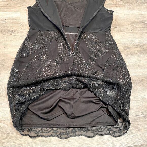 NWT SKY PLUS JET BLACK SEQUIN PEPLUM DRESS 2X - Picture 11 of 15